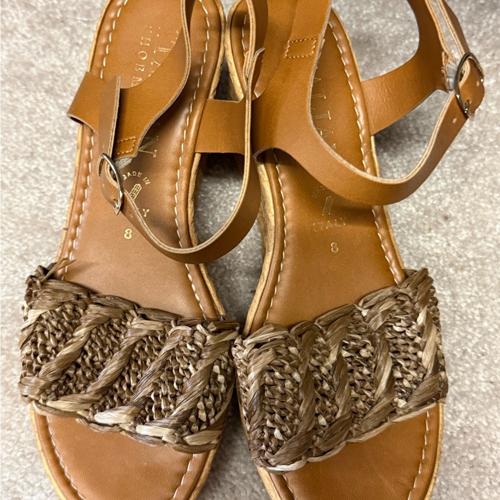 Italian Shoemakers Tan Woven Sandals Size 8